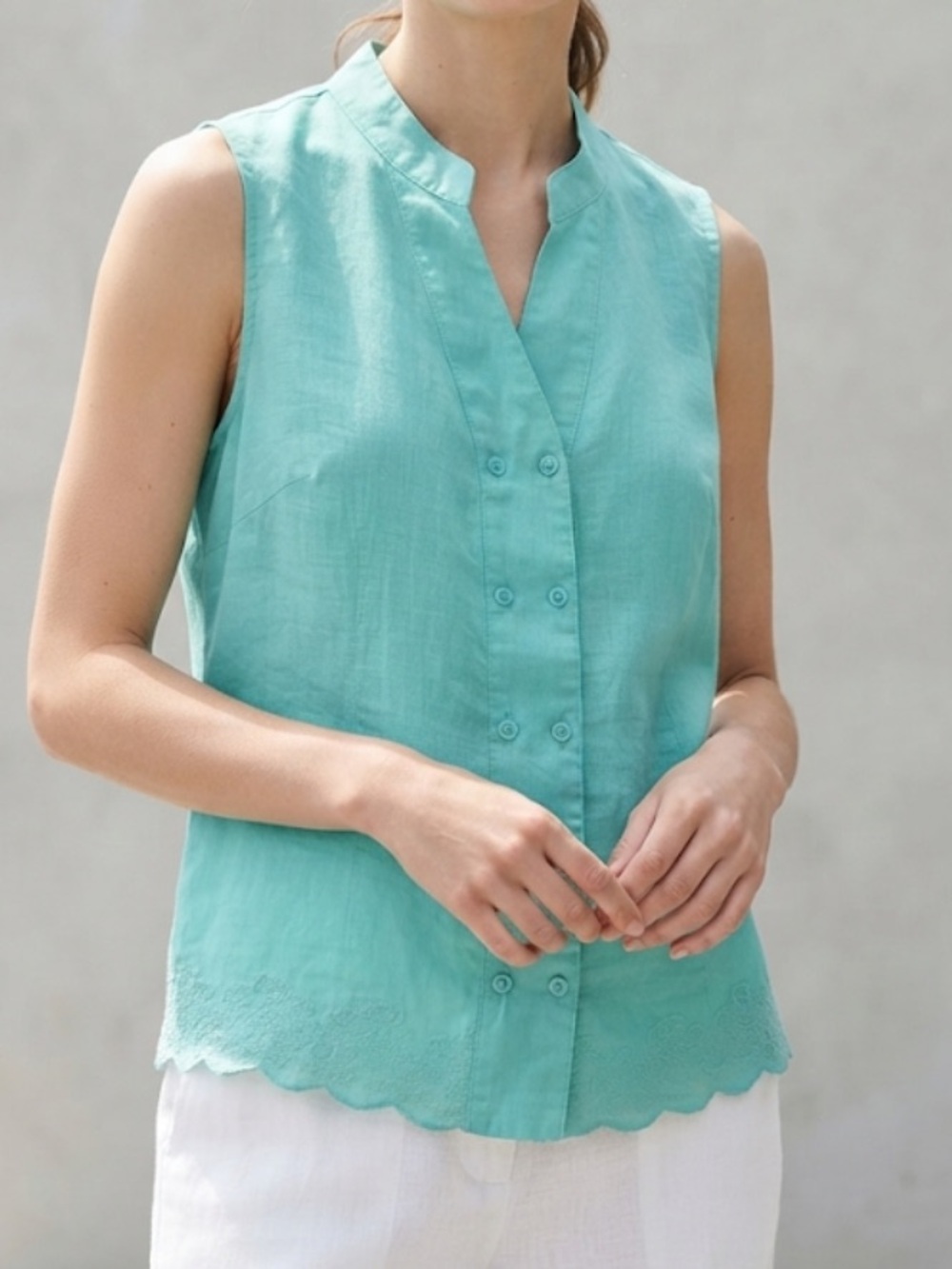 RICHARD MALCOLM Linen Cotton Sleeveless Button Down Top Medium NWOT